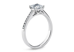 Mia - Princess - Natural Diamond, Diamond Band Engagement Ring