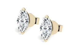 Marquise Diamond Stud Earrings in Yellow Gold