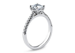 Bella - Princess - Natural Diamond, Diamond Band Engagement Ring
