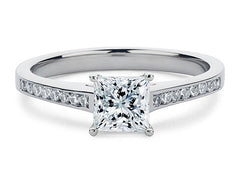 Mia - Princess - Natural Diamond, Diamond Band Engagement Ring