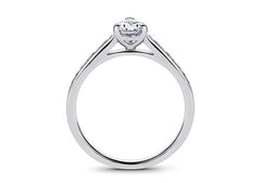 Mia - Pear - Natural Diamond, Diamond Band Engagement Ring