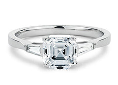 Maria - Asscher - Natural Diamond Trilogy Engagement Ring