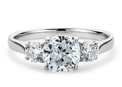 Angela - Cushion - Natural Diamond Trilogy Engagement Ring