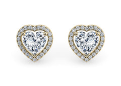 Heart Diamond Stud Earrings in Yellow Gold