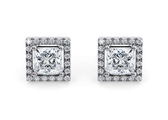 Princess Diamond Stud Earrings in Platinum