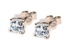 Cushion Diamond Stud Earrings in Rose Gold