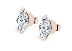 Marquise Diamond Stud Earrings in Rose Gold