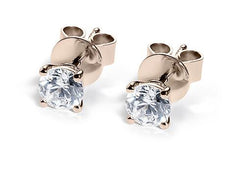 Round Diamond Stud Earrings in Rose Gold