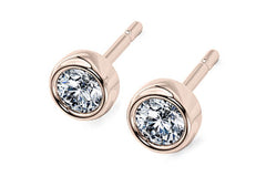 Round Diamond Stud Earrings in Rose Gold